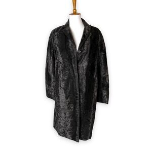 S' MAX MARA Easy Living Brown Faux Fur Single Breasted Long Blazer Coat US 4
